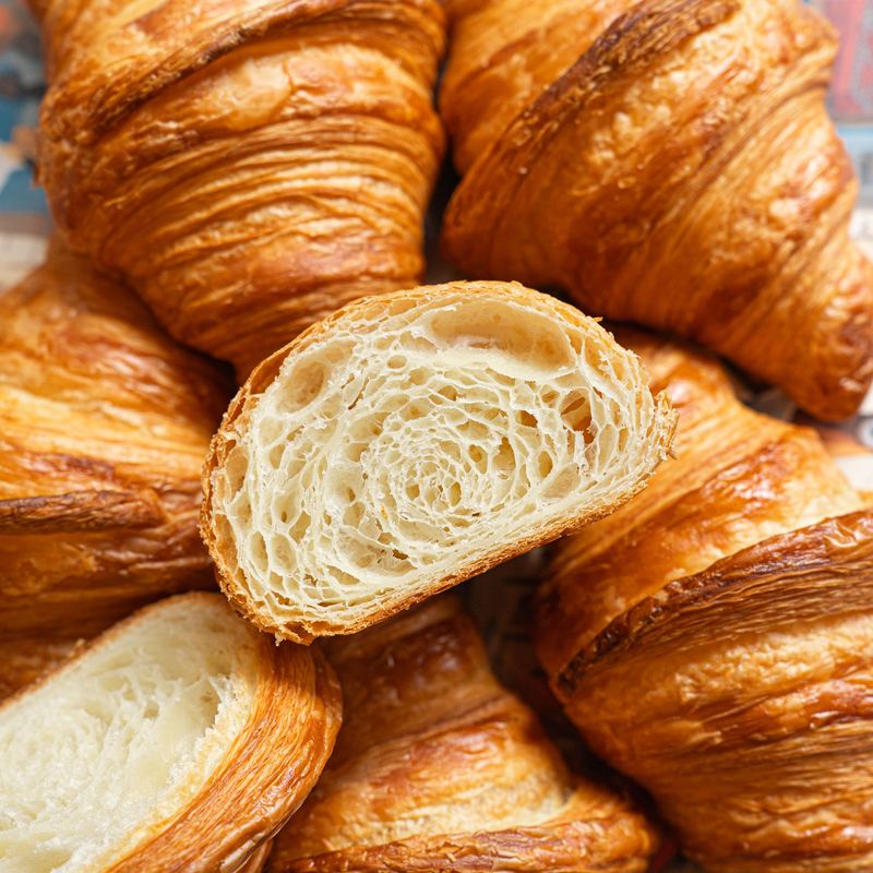 A golden, flaky butter croissant
