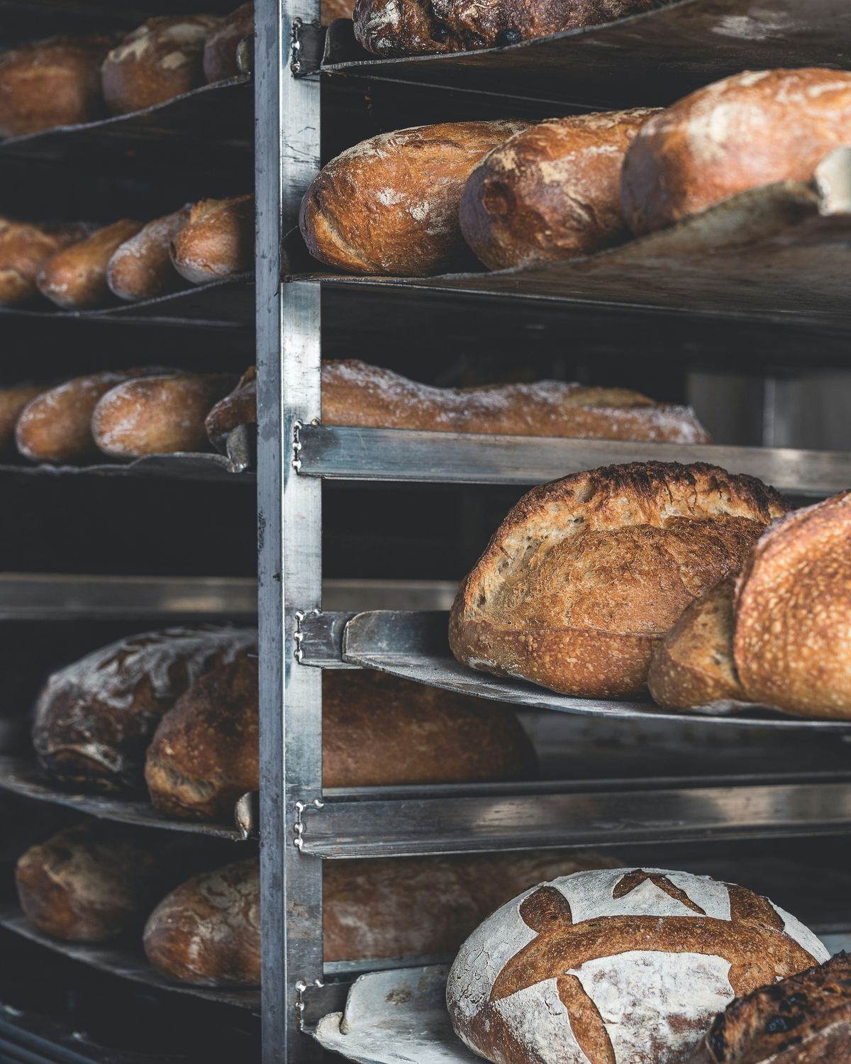 Bakers shaping dough on a flour-dusted wooden bench